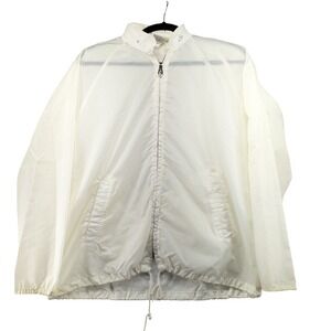 Vintage Sears White Nylon Windbreaker Full Zip Hooded Jacket Mens Large L